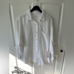 MATE The Label 100% Organic Cotton Gauze Button Down Shirt White Size XL NWT